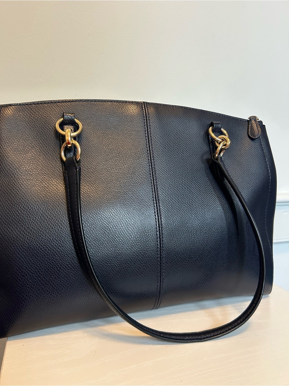 Coach Christie Navy Leather Shoulder Tote - Picture 4 of 9